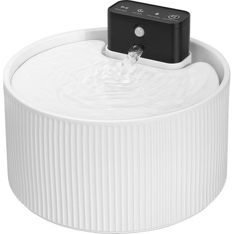 FLITI 2.2L Ceramic Wireless Cat Water Fountain, Silent Automatic Cat Water Dispenser with Motion Sensor, Wireless Drinking Fountain, 4000mAh Rechargeable Battery (1/4)