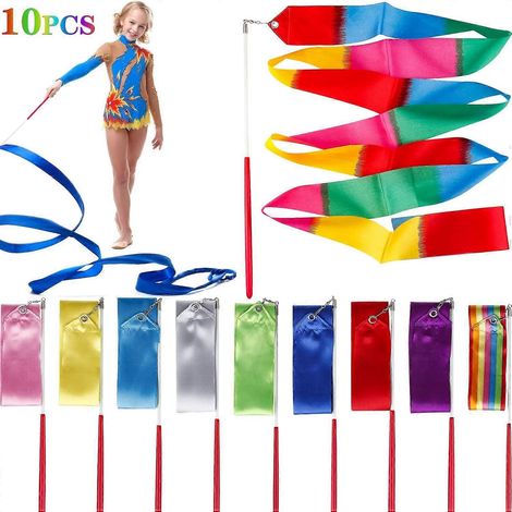 Rubans de danse (10 pièces), baguettes de ruban de gymnastique rythmique unisexes pour enfants de 4 m, ruban de gymnastique rythmique (1/4)