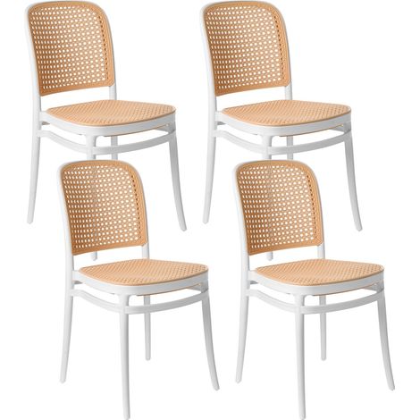 Gartenstuhl 4er Set PLOSE Weiß / Beige