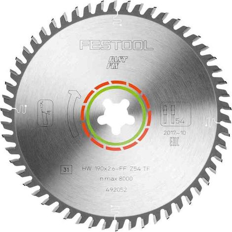 Festool 492052 Saw Blade Laminate/HPL HW 190x2.6 FF TF54 for CS 50 Saw