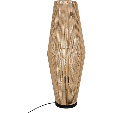 Lampadaire, lampe à poser coloris naturel et métal noir -diamètre 30 x Hauteur  80 cm