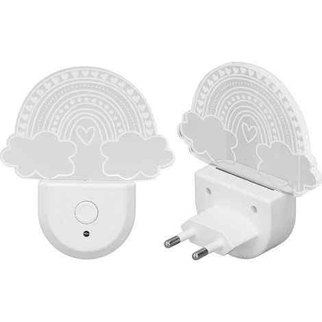 RGB Acrylic Wall Night Light, 2 Pieces, Energy-Saving Motion-Sensing Christmas Lamp, for Bedroom, Hallway, Rainbow Cloud Pattern (1/5)