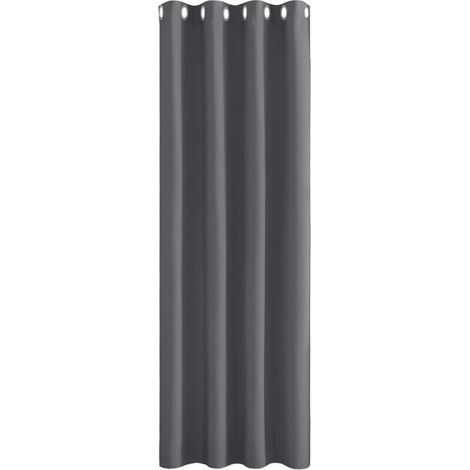 Rideau occultant gris à œillets, grande hauteur 240 cm, largeur 140 cm, isolation lumière et froid