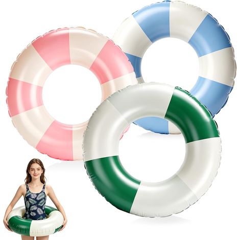 Lot de 3 bouées gonflables pour piscine, idéales pour adultes et adolescents. Bouées de piscine en PVC résistant, parfaites pour les fêtes d'été à la plage. (1/5)