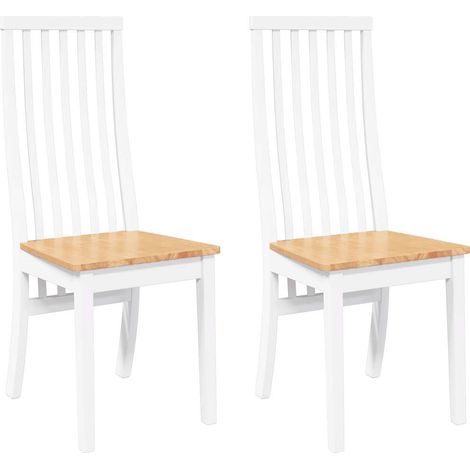 Lot de 2 Chaises à manger，Chaise de cuisine blanc bois massif caoutchouc CFW80231 (1/5)