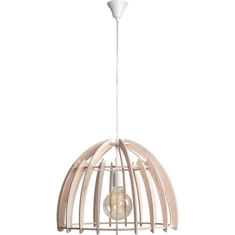 Aldex Forest 970G Pendant Ceiling Lamp, White & Light Wood, 1xE27 Max 60W, Height Adjustable to 110cm, Dimmable, Modern Scandinavian Hanging Light for Kitchen Dining Room (1/2)
