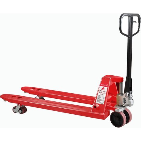Carretilla transpaleta manual de 2,5 t, roja, 1150 x 550 mm