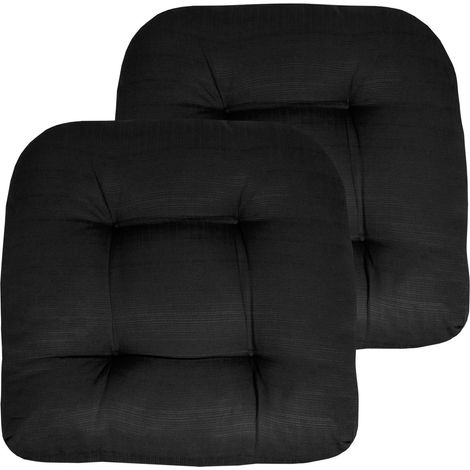 Lot de 2 Coussins tuftés pour Chaise de Jardin, matelassés et Confortables, en Fibre épaisse, 48,3 x 48,3 cm, Noir (1/4)