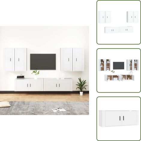 The Living Store 6-tlg. TV-Schrank-Set Weiß Holzwerkstoff - TV-Schrank Set (1/5)