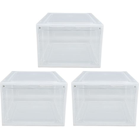 Boîte à chaussures empilable Lot de 15 Rangement transparent porte magnétique plastique robuste 34.5x27.2x19cm (1/5)