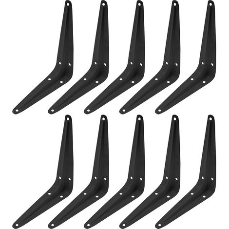 Juego de 10 soportes de esquina de metal negro de alta resistencia (1012 cm) con tornillos, aptos para montaje y soporte en la pared. (1/4)