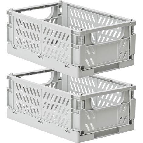 Organisateur de tiroir empilable, 2 paquets de boîtes de rangement pliables, caisse panier pliant en plastique pour la maison (1/5)