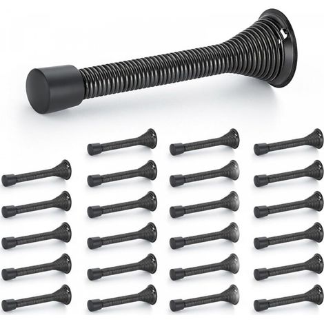 Butées de porte, lot de 24, Noir, à ressort, avec butée en caoutchouc, pour le bas de la porte (1/5)