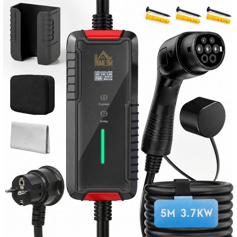 HOMCOM Caricabatterie Auto Elettrica 3.7 kW Tipo 2, Timer (1/5)