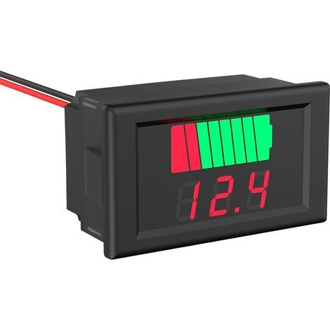 Moniteur de Tension de Batterie, Moniteur d'état de Batterie Universel 2 en 1 12V, 24V, 36V, 48V, 60V Compteur de Batterie Numérique à LED pour Batterie au Lithium et Plomb - Affichage Rouge Étanche (1/4)