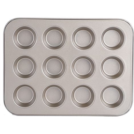 Moule à muffins 12 tasses antiadhésif doré, plat à gâteau rond pour cuisson maison, outil de pâtisserie DIY cuisine (1/5)