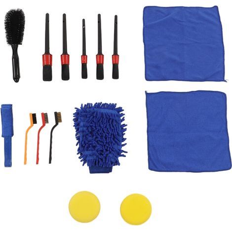 Kit de 15 brosses de detailing auto, pinceaux professionnels pour nettoyage jantes, pare-chocs et aérations (1/5)