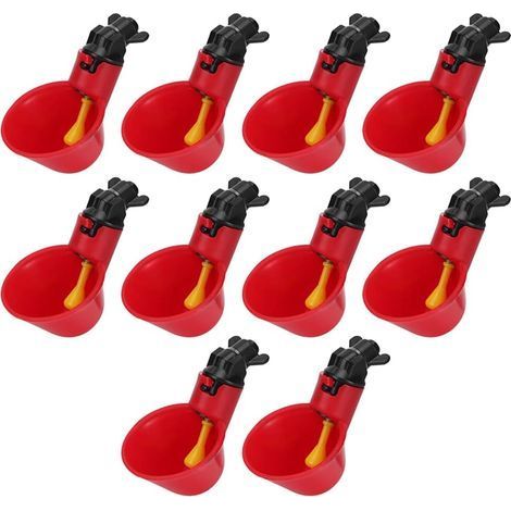 Abreuvoir de Poulet, 10 PCS Automatique pour Volaille Distributeurs d'eau Automatique avec Tasses d'arrosage pour Poulailler Poulet Canard Volaille Abreuvoir Mangeoire (1/5)