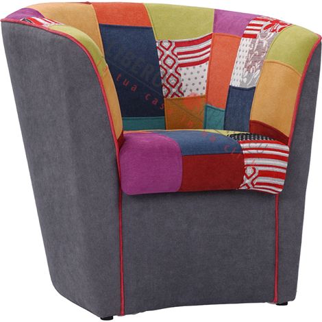 Poltrona da ufficio casa sala attesa in tessuto grigio scuro patchwork (1/5)