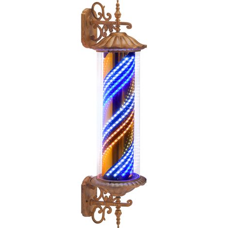 BarberPub Barber Pole Barbierstab, Friseurstange Retro Stil Licht, Drehbaren Blau Gold Weiß LED-Streifen für Barbershop, 100.5 CM Barbier Stange Licht L059BC (1/5)