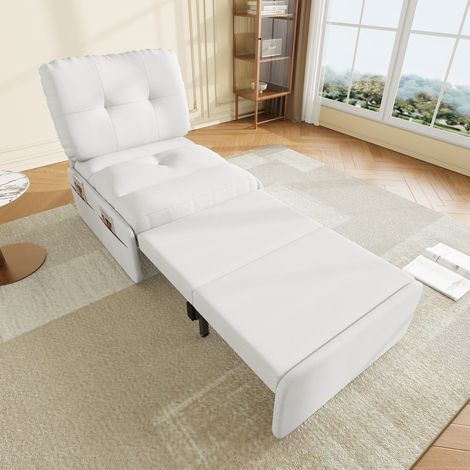sofá cama 1 plaza multifunción de lino blanco OKMYHOME