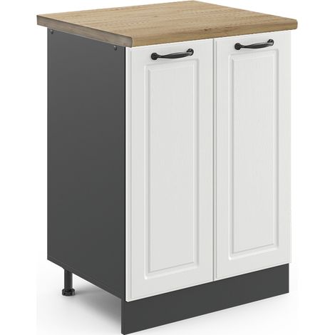 Mobiletto base cucina R-Line, Bianco casa di campagna, 60 cm , PL Rovere, Vicco