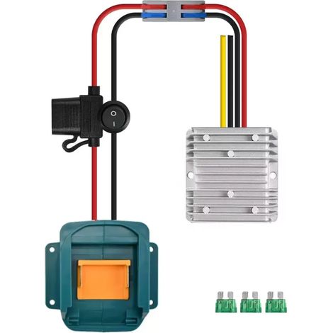convertidor de voltaje, de 18 V a 12 V, 120 W, compatible con baterías de iones de litio, para herramientas eléctricas y LED. (1/5)