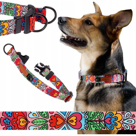 Collier à double verrouillage pour petit chien qui tire, taille S/M, 20 mm, motif cœurs roses Ukory (1/5)