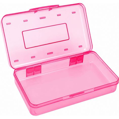 Boîte de crayon rigide en plastique transparent pour les filles et les garçons boîte à stylo colorée pour enfants mignons,boîte de réception pour fournitures d'art de bureau scolaire, moyen (1/5)