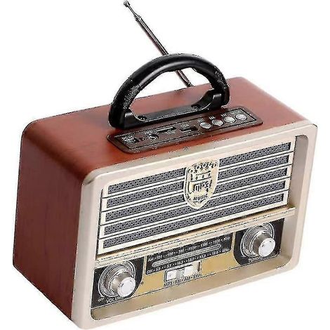Radio rétro en bois, radio FM, lecteur CD, style vintage, basses puissantes, mini-radio d'extérieur à volume élevé (1/5)