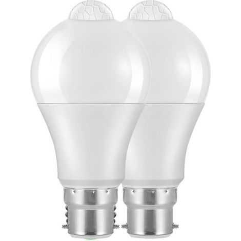 (Kaltweiß) B22 LED-Lampe – 2er-Pack – Bewegungsmelder – 12 W – 1020 lm – Kaltweiß (6000 K) (1/4)