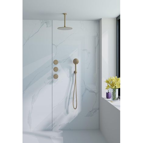 Fortifura Nebbio Ensemble de douche pluie - robinet encastré - élément encastré - coude de raccordement mural - flexible de douche lisse - douchette
