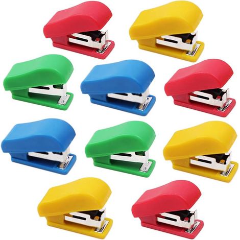 Stapler - 10 Pièces - Métal Et Plastique - Capacité 10 Feuilles - Pour Bureau Maison Étudiant - Fourni Avec 10 Boîtes De Agrafes 10 (1/5)