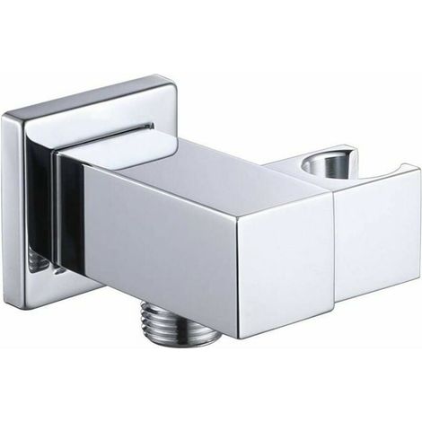HOXILEELEO - Support de pommeau de douche Support de pommeau de douche en laiton carré argent pomme de douche réglable connecteur de 1/2 (1/5)