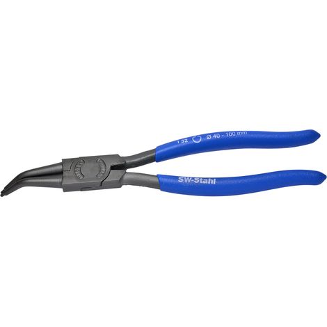 SW-Stahl 41310L Sicherungsringzange 220 mm, gebogen I Sprengringzange für Innensicherungsringe nach DIN-Norm 5256 I Montagezange für 40 bis 100 mm I Zange für Sicherungsringe