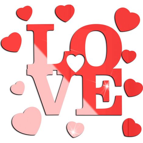Autocollants Miroir 3d En Acrylique Décoration Murale Amour Coeur Pour Salon Chambre Mariage Anniversaire Lot De 1 (1/5)