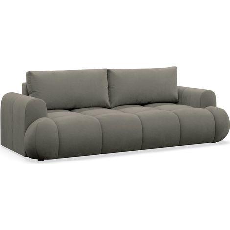 Selsey Ombo Doce - 3-Sitzer Schlafsofa mit Stauraum, hydrophobem Samtbezug, Dunkelbeige