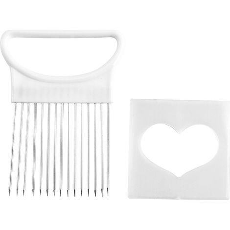 Porte-oignons 2 pièces, trancheuse à légumes, outil auxiliaire pour trancher les fruits et légumes (blanc) (1/4)
