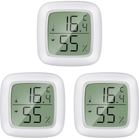 Kaelt - Pack de 3 mini hygromètres à thermomètre numérique LCD pour chambre de bébé, chambre pour personnes âgées, salle d'étude, cave à vin, etc. (1/5)