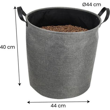 Sac à granulés en tissu - - Jura Montania - 60 L - Capacité 30 kg - Ø 44 X H.45 cm - Gris (1/3)