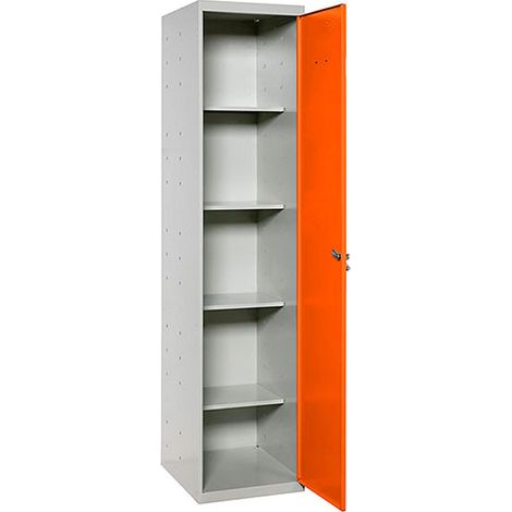 Armario metálico SIMONLOCKER de 4 estantes (180x40x40cm) GRIS Y NARANJA (1/3)
