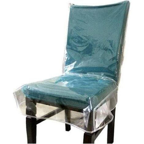 Housse de chaise de salle à manger en plastique avec dossier, housse imperméable en PVC transparent, convient à 57,5 ​​x 50 cm (1 paquet) (1/4)