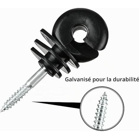 Isolateur Cloture Electrique, Longueur Totale : 90 mm Pour Piquets en Bois · Pour Fil, Fil Poly (1/4)