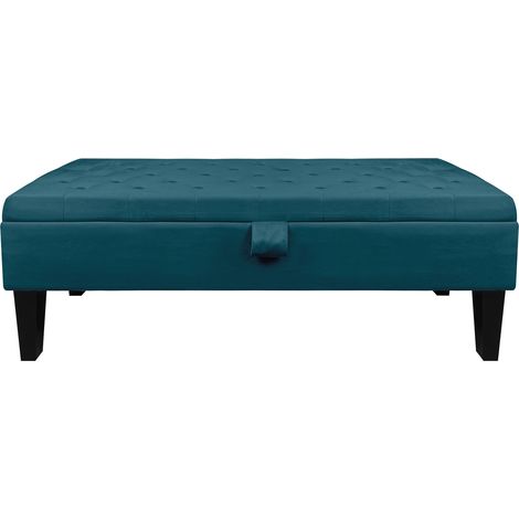 Divanetto In Velluto Panca Contenitore Pouf PortaOggetti Panca Sgabello A Pie Di Letto Cassapanca Ingresso Legno Massello Panchina Petrolio (1/5)