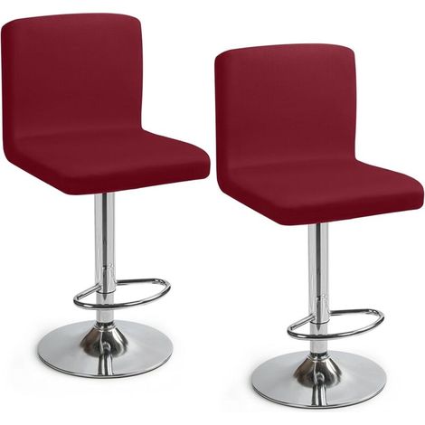 Stretchable Bar Stool Covers, Set of 2 Universal Bar Dining Chair Covers, Bar Stool Covers with Backrest, Bar Chair Covers for Pub, Kitchen, Cafe (Red, Set of 2) (1/5)