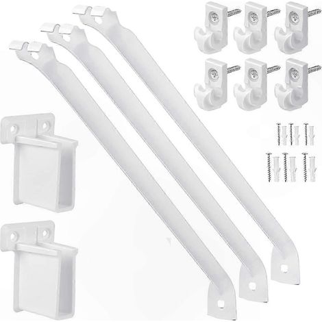 12-Zoll-Wandhalterung, Set bestehend aus 6 Metallclips und 2 Endhalterungen, robuster Stahl für vielseitige Aufbewahrungsmöglichkeiten und stabile Regale. (1/5)