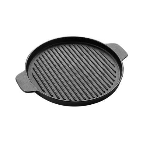 Plaque de cuisson universelle pour barbecue au charbon en fonte émaillée, ronde, accessoire barbecue, 24cm, Noir (1/4)