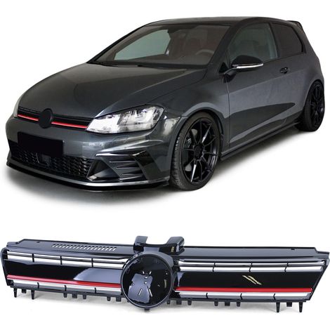 Rejilla de coche - VW Golf 7 12-17 - Negro Rojo R Sport Look - Negro brillante (1/5)