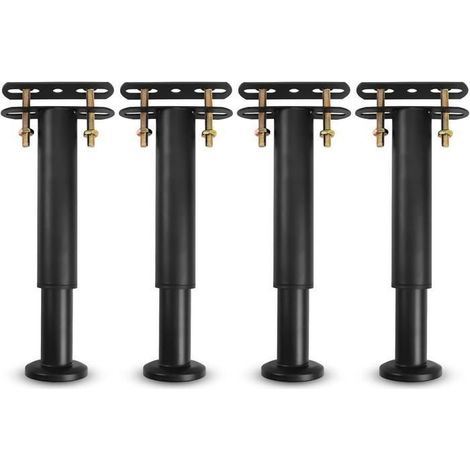 Lot de 4 pieds lit réglables – Hauteur 18-33 cm, métal – Base ronde élargie – Pour sommier (1/4)