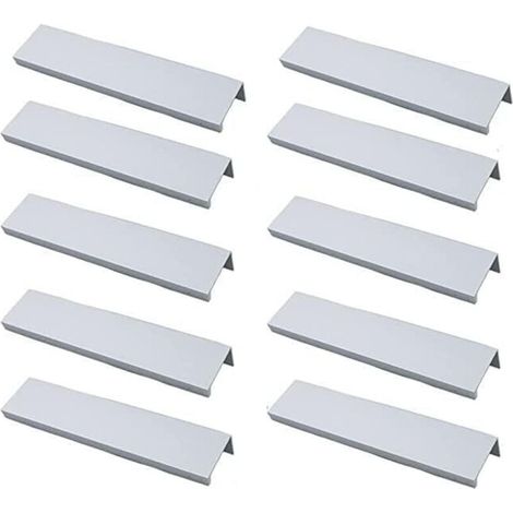 Lot de 10 Poignée Profil Poignée de Meuble Cuisine - Poignée Invisible Poignee de Meuble Poignée Meuble en Alliage d'Aluminium Entraxe 96mm (1/4)